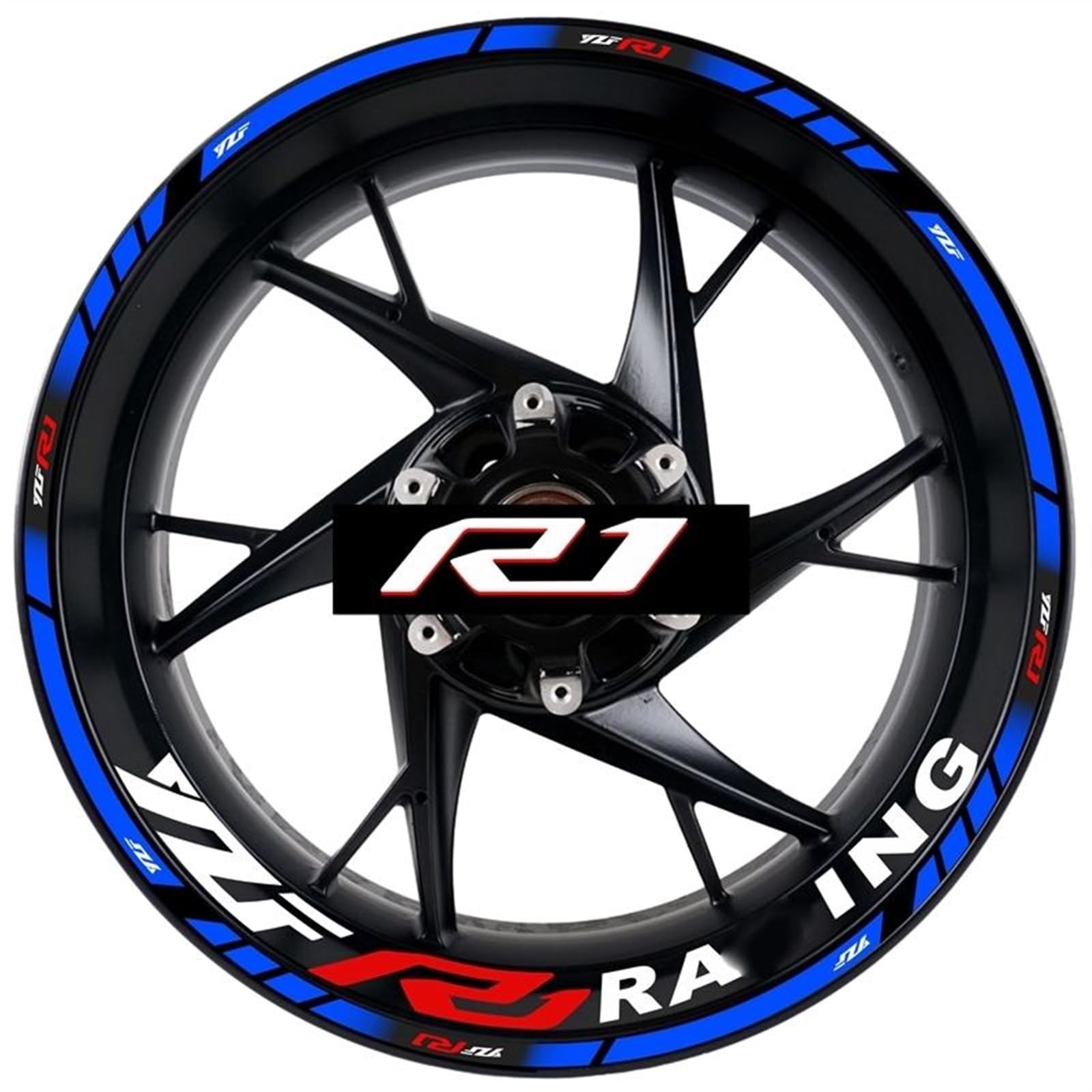 Applique for for YZFR1 Motorcycle Decal Set Decorative Wheel Hub for YZF R1 Wheel Rim Reflective Waterproof Sticker(A6,B)