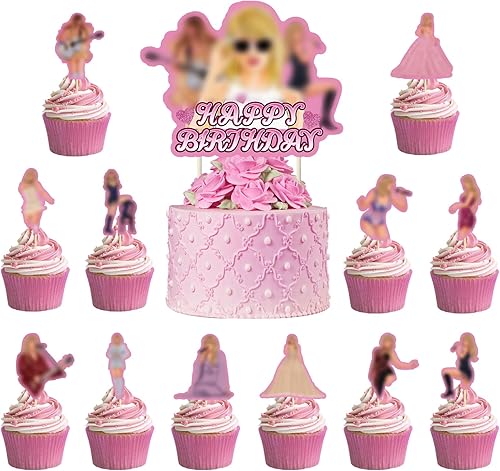 37 decoraciones de fiesta de cantante, decoraciones de cumpleaños de cantante, decoración de cupcakes, decoración de pasteles, decoración de