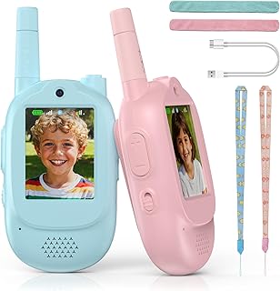 Video Walkie Talkies for Kids Rechargeable Kids Walkie Talkies 2 Pack for Girls Boys 500m/1640FT Range,4 Voice Mode,1000mAh Battery, Fun Toys Birthday Gifts for Boys Girls