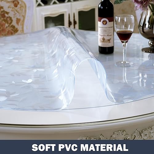 Miniatura 10 de LovePads Protector de mesa redonda transparente de 0.069 pulgadas de grosor, protector de mesa redondo transparente de 42 pulgadas para mesa de