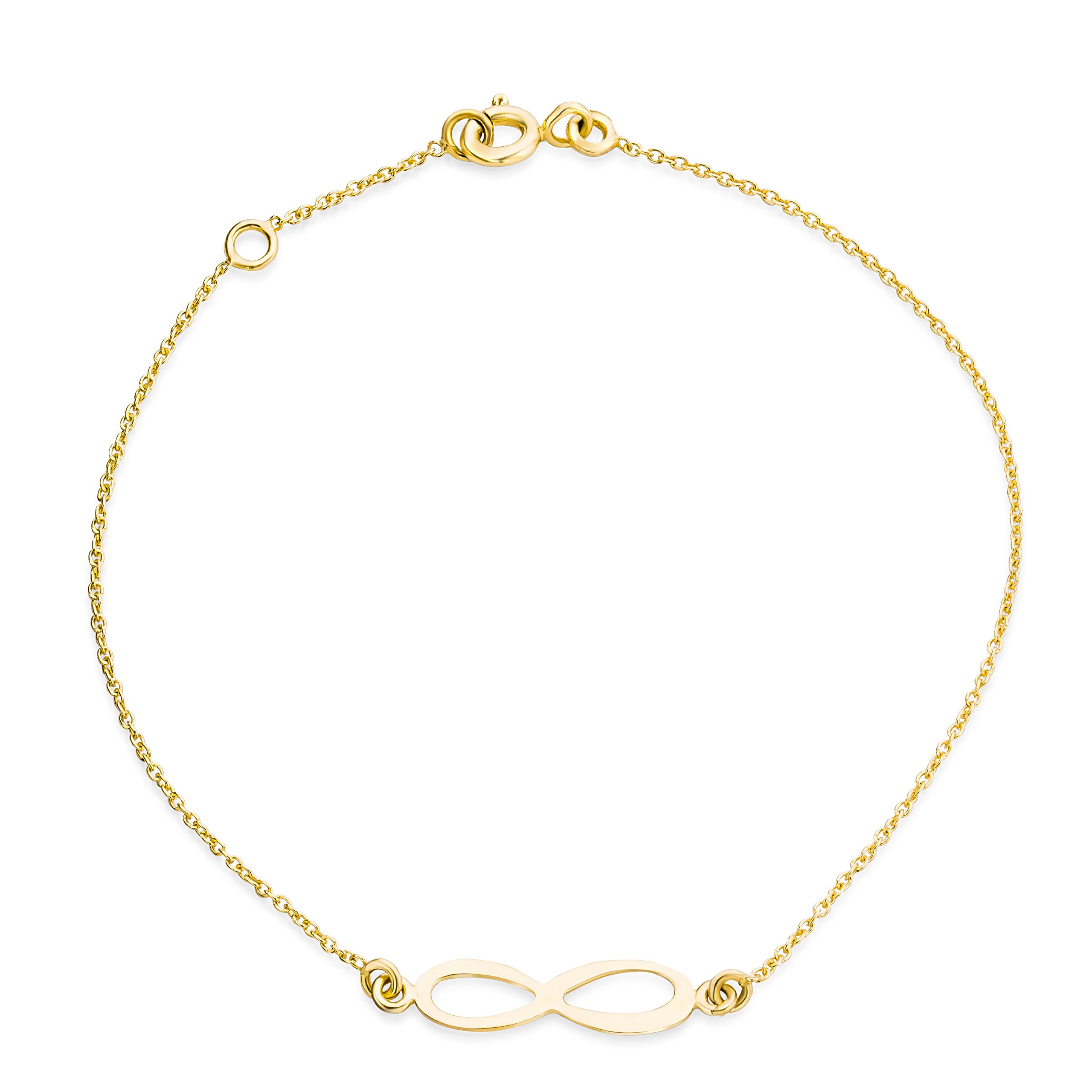 Miore Bracciale Donna Oro Giallo 9 Kt / 375 con Catena, con simbolo Infinito - Infinity Cm 18