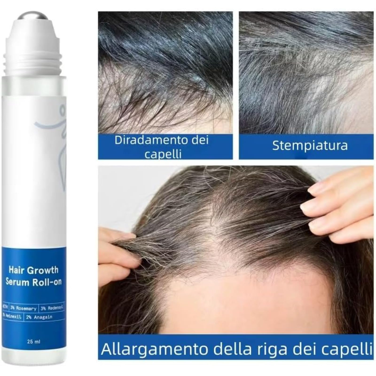 Depura - Siero Rigenerante Per Capelli – Siero Roll on Capelli - Anti Caduta Rinforza Radici Crescita Sana Cuoio Capelluto Non Grasso Leggero Trasportabile Uomo Donna (3 Pcs)