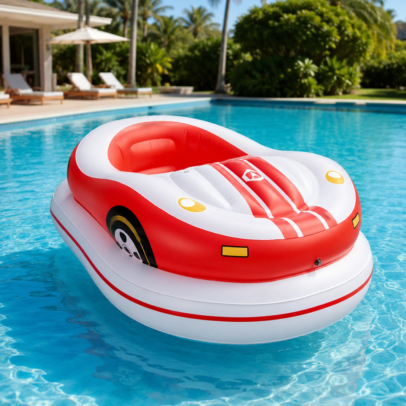 Pealiritansemen Red Inflatable Electric Pool Boat, Motorized Pool Float For Adults With 46W Thruster, 360° Joystick Steering, 2 X 2600Mah Rechargeable Batteries, Cordless Pump For Pools And Resorts