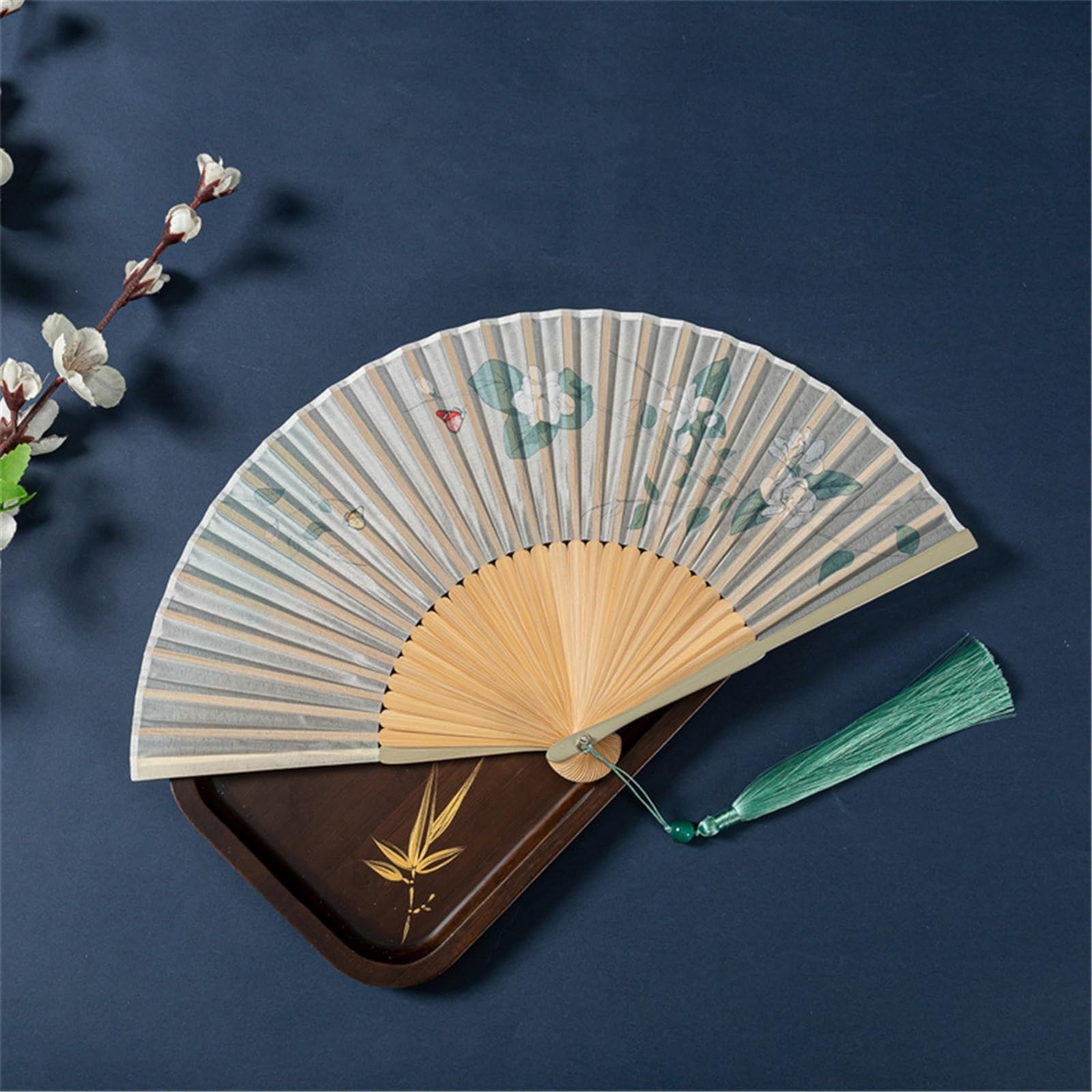 SXTYYH Folding Hand Fan, Chinese Style Classical Hanfu Begonia Flowers Dance Fan, Portable Lotus Bamboo, Handheld Fan for Women Foldable(C)