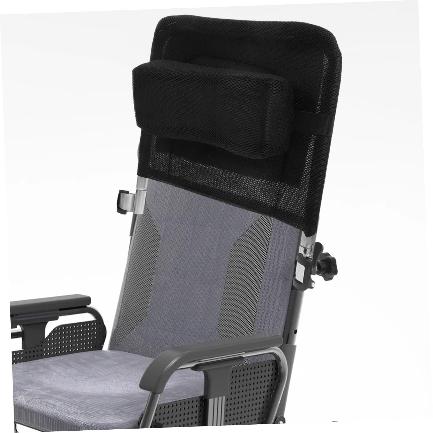 Accesorios Silla de Ruedas Respaldo Elevable y Desmontable, Extensor de Respaldo, Acero al Carbono y Malla Negra para Silla de Ruedas | Acero al Carbono, Acabado Acolchado y Suave, Accesorio para Reposacabezas y Cuello