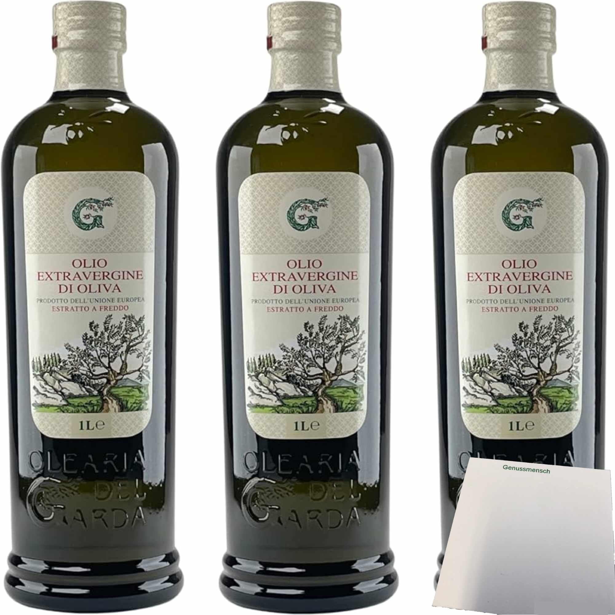 usy Bundle für Olearia Del Garda Olivenöl Extra Vergine 3er Pack (3x1000ml Flasche) + usy Block