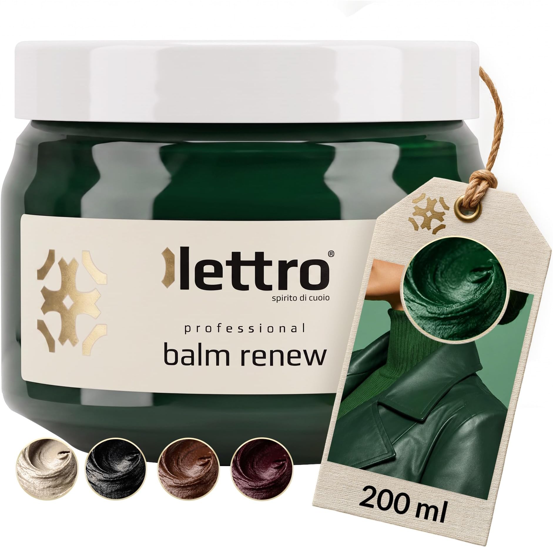 Lettro Leather Balm for Furniture, Sofas, Car Seats, Shoes and Bags Balm Renew Restores Colour and Revives Cracked Smooth Leather, 200 ml