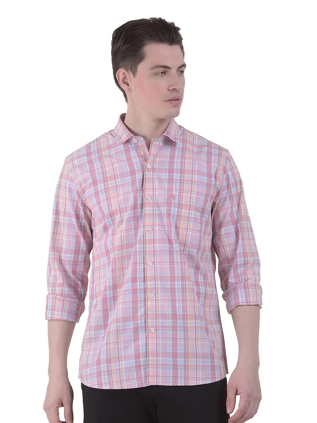 cantabil Men's Slim Fit Pure Cotton Shirt|Full Sleeve Spread Collar Shirt|Soft & Comfortable|Checkered Casual Shirt-picture-35
