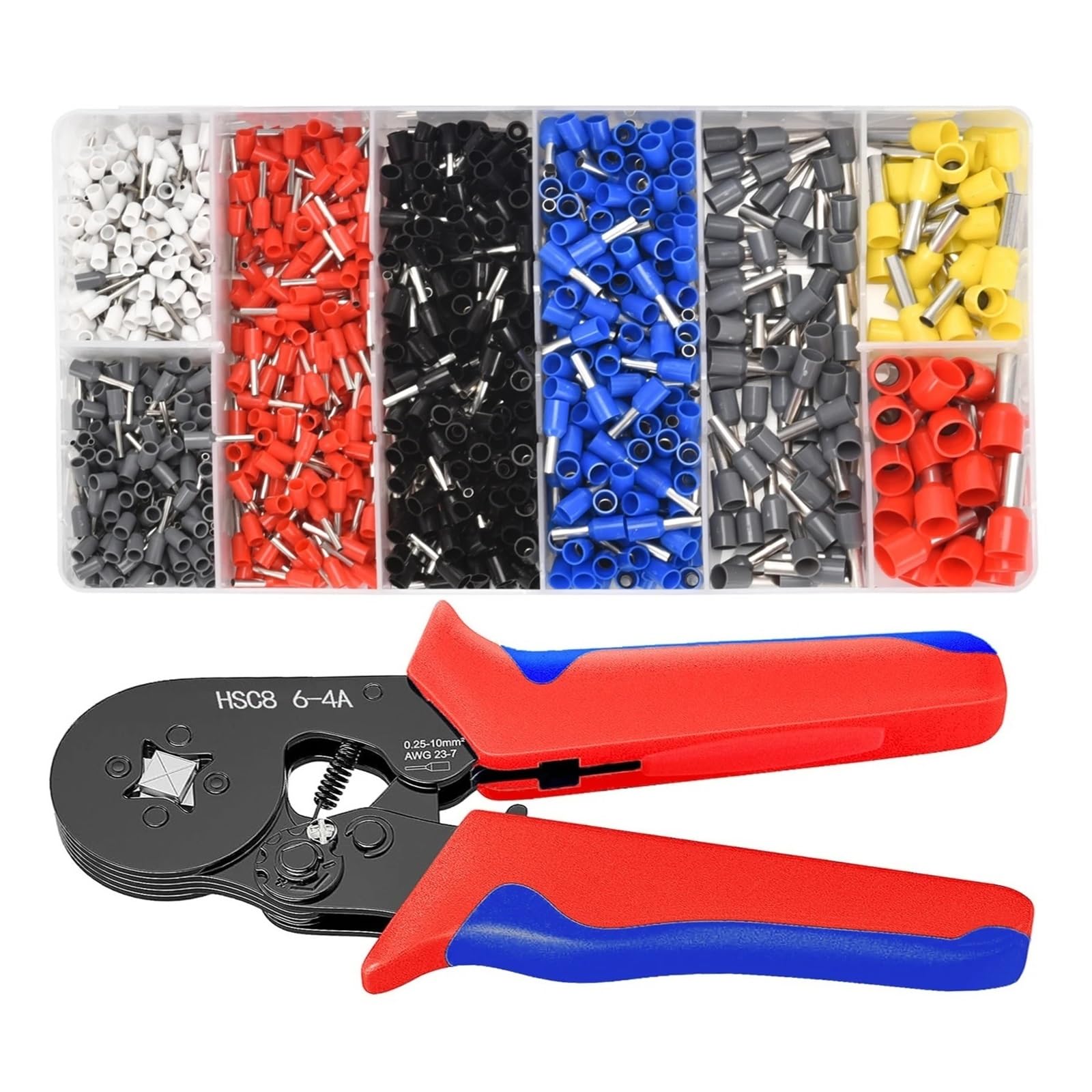 Kvkitklw Hsc8 6-4A 1200Pcs Hsc8 6-4A/6-6A Electrical Wire Connectors Crimping Plier,Insulated Wire Crimp Terminals Crimper,Assortment Clamp Tool Kit(Hsc8 6-4A 1200Pcs)