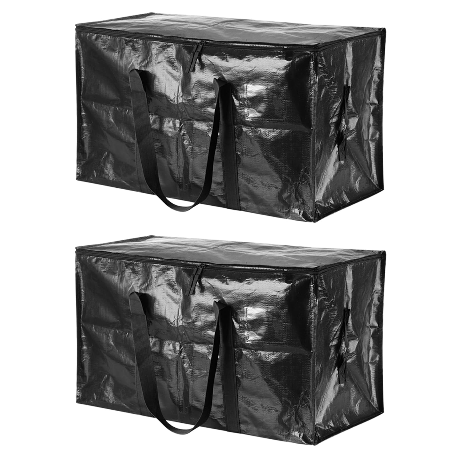PATIKIL Extra Large Moving Bags, 2 Pack with Reinforced Handles and Zipper Storage Tote Packing Bags Collapsible for Clothes Moving Supplies,Black