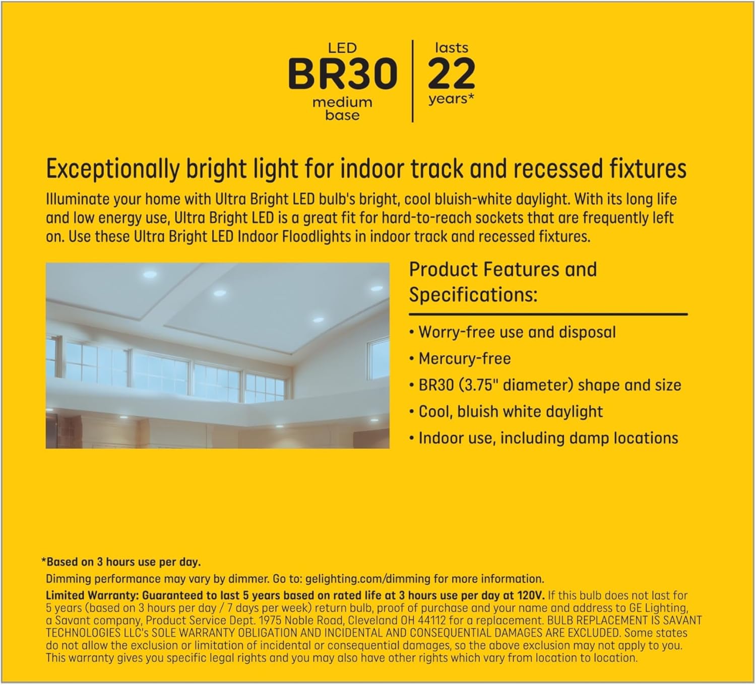 GE ultrabright LED 150 watt Equivalent BR30 Daylight Dimmable Indoor Flood Light Bulb (2 Pack)