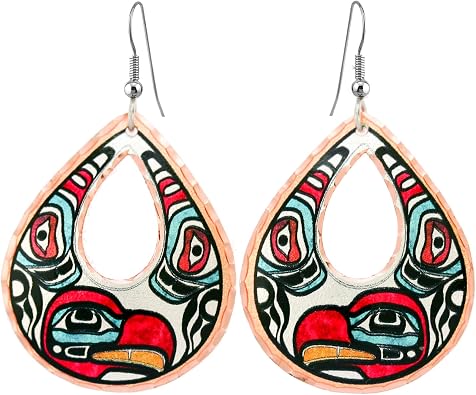 FRONT LINE JEWELRY Alaska Native Earrings for Women Native American Copper Totem Earrings Alaska Wildlife Jewelry Inspired by Haida Art