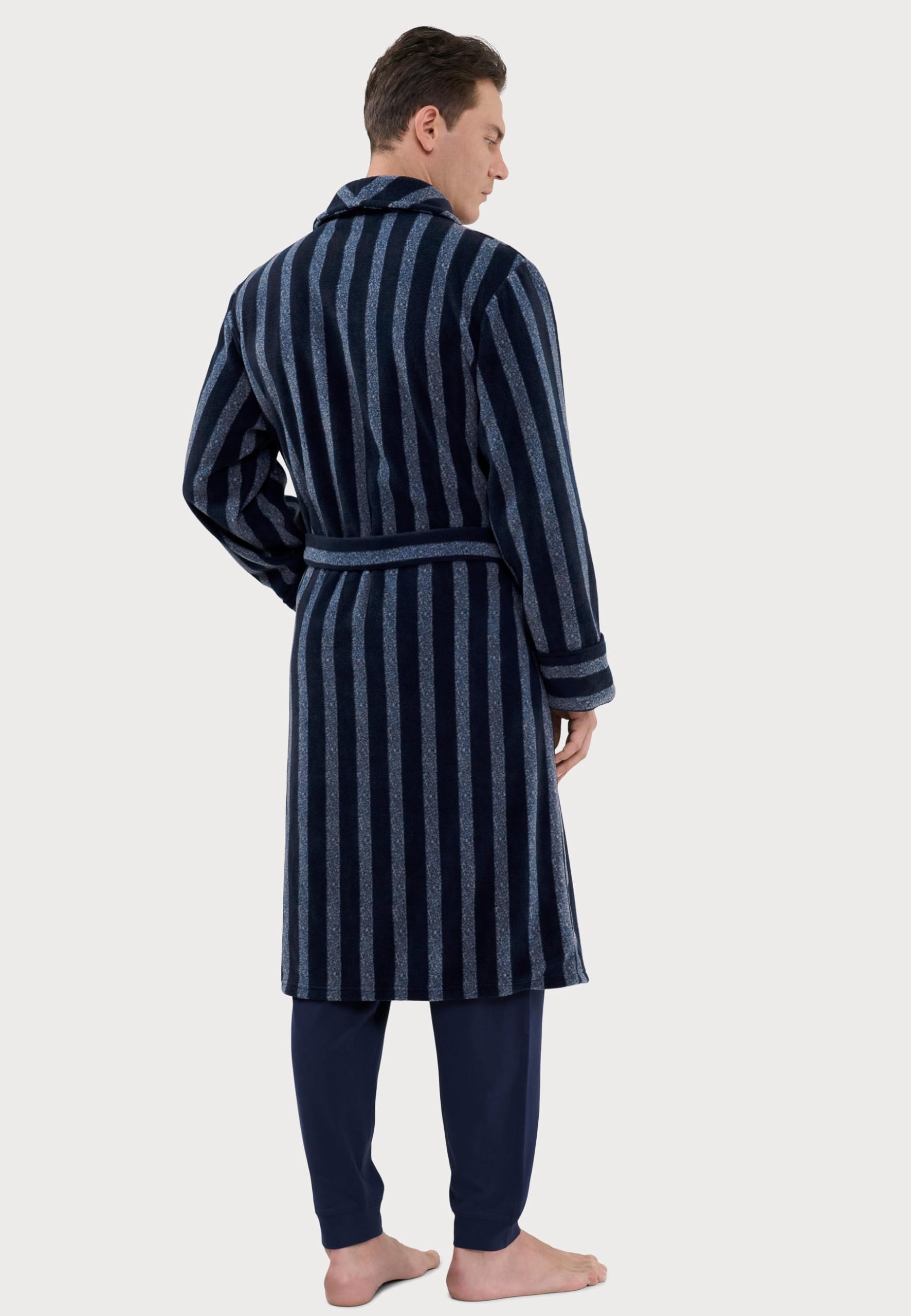 El Búho Nocturno Peignoir Homme Polaire Hiver Chaude - Robe Chambre Longue Genoux/Sweat-Shirt Zippé Poches - Grande Taille Ceinture Confortable Épais Bien au Chaud