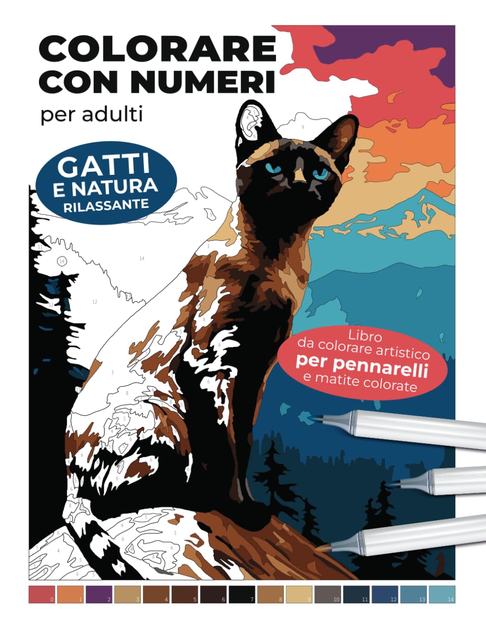 Colorare con numeri per adulti | Gatti e natura rilassante | Libro da colorare artistico per pennarelli e matite colorate: Libera l'artista che è in te e crea opere uniche per decorare i tuoi spazi