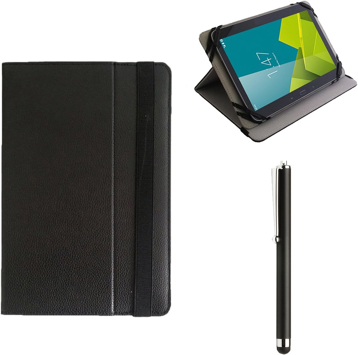 TabTek Black Folio Case fits BUSH ELUMA B1 / SPIRA B1 8" LTE Android 5.0 Lollipop Windows 8 Tablet Cover Argos & Stylus