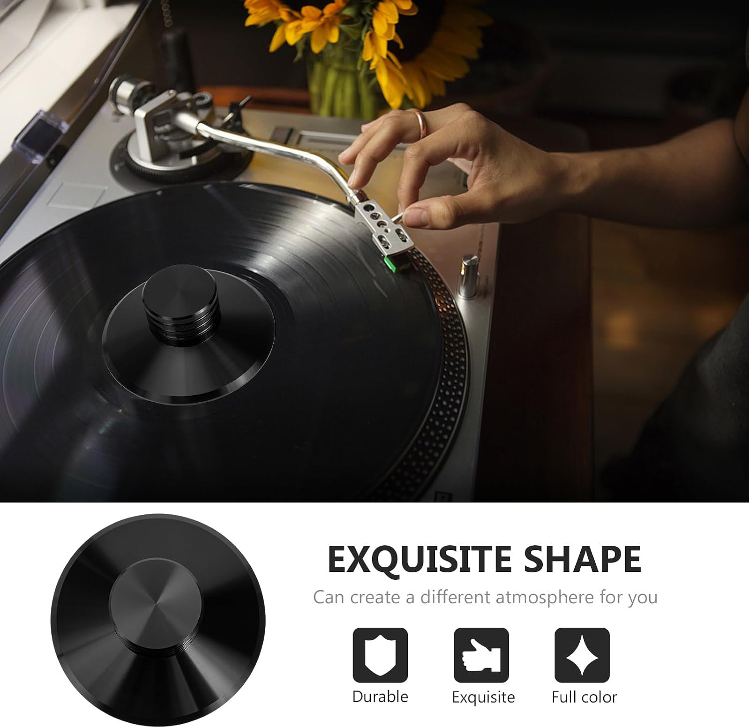 Aluminum Alloy Record Stabilizer Clamp Black for Turntables