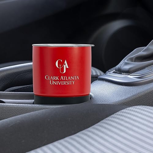 Miniatura 42 de Rico Industries NCAA Miami of Ohio Redhawks - Vaso de cerámica de 16 onzas con agarre de silicona, grabado láser profundo, diseño de color negro