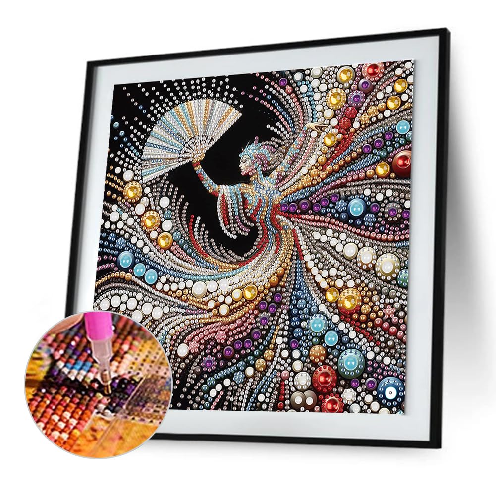Getbstoop Girls At945 5D Diy Partial Special Shaped Drill Diamond Painting Kit, Diy Diamond Art Kits For Beginner, Rhinestone Home Wall Decoration Art Craft 30X30cm