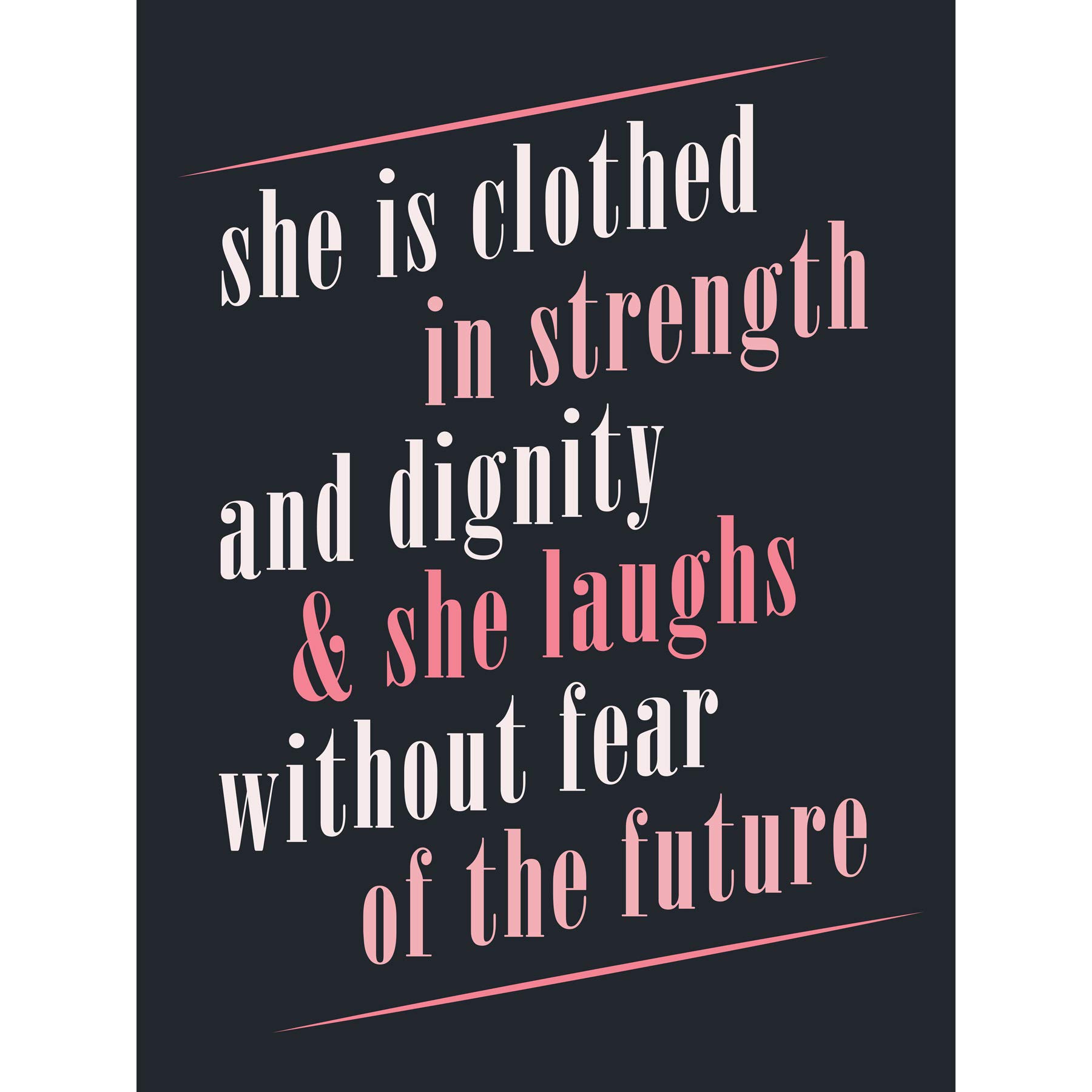 Quote She Dressed Strength Dignity Laughs Large Wall Art Print