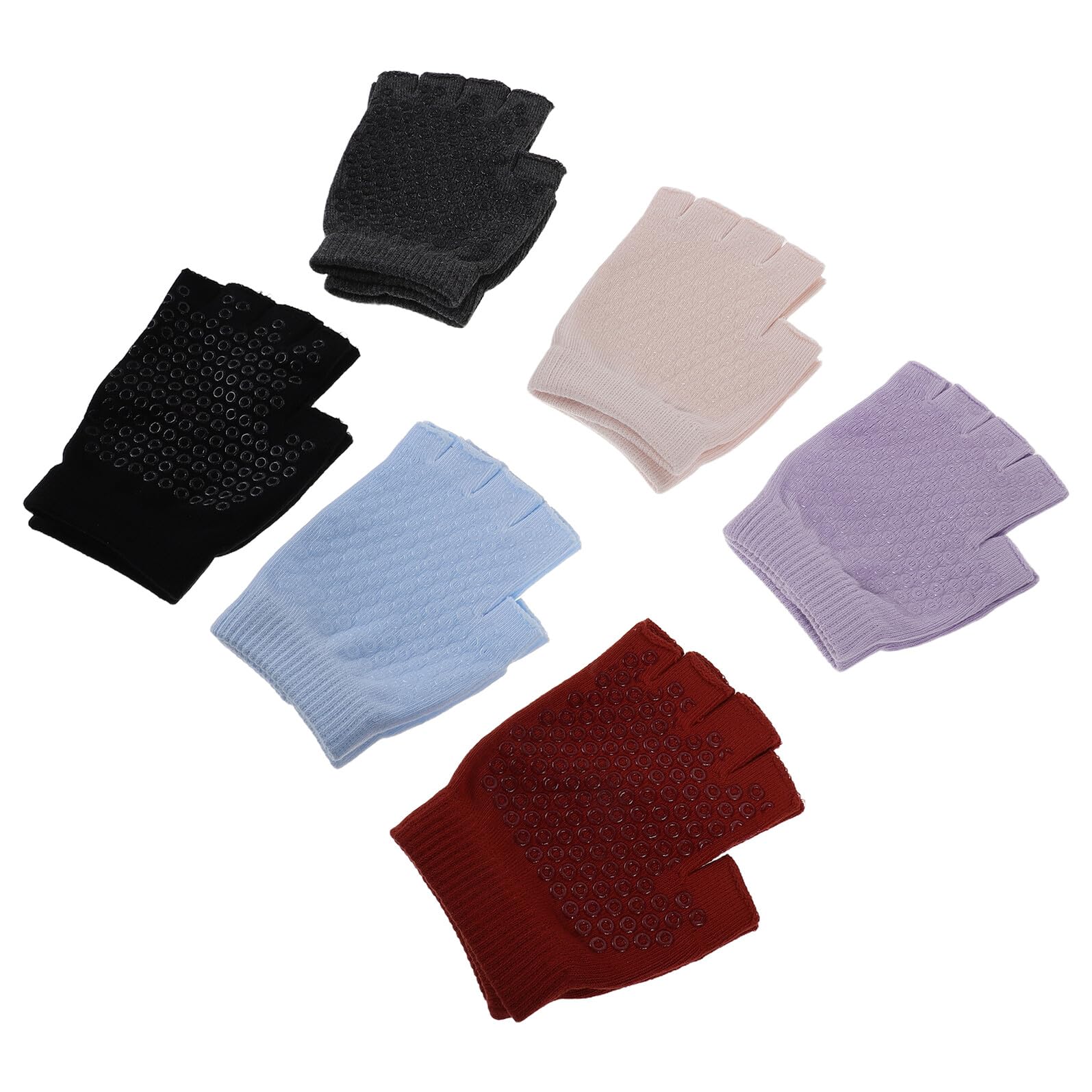 YARNOW Guanti Sportivi da Donna senza Dita Antiscivolo per Yoga e Pilates, con Grip Sul Palmo, Elasticità e Protezione per Allenamenti Fitness Indoor e Outdoor, Confezione da 6