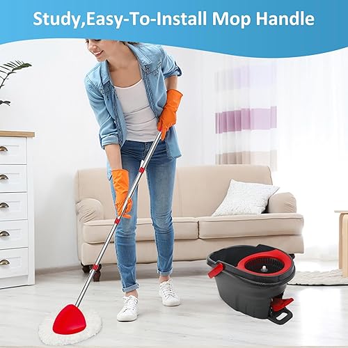 Miniatura 7 de Adaptedfor O-CEDA EasyWring - Juego de repuesto de trapeador giratorio de microfibra, mango ajustable, baser, cabezal de trapeador giratorio, 4