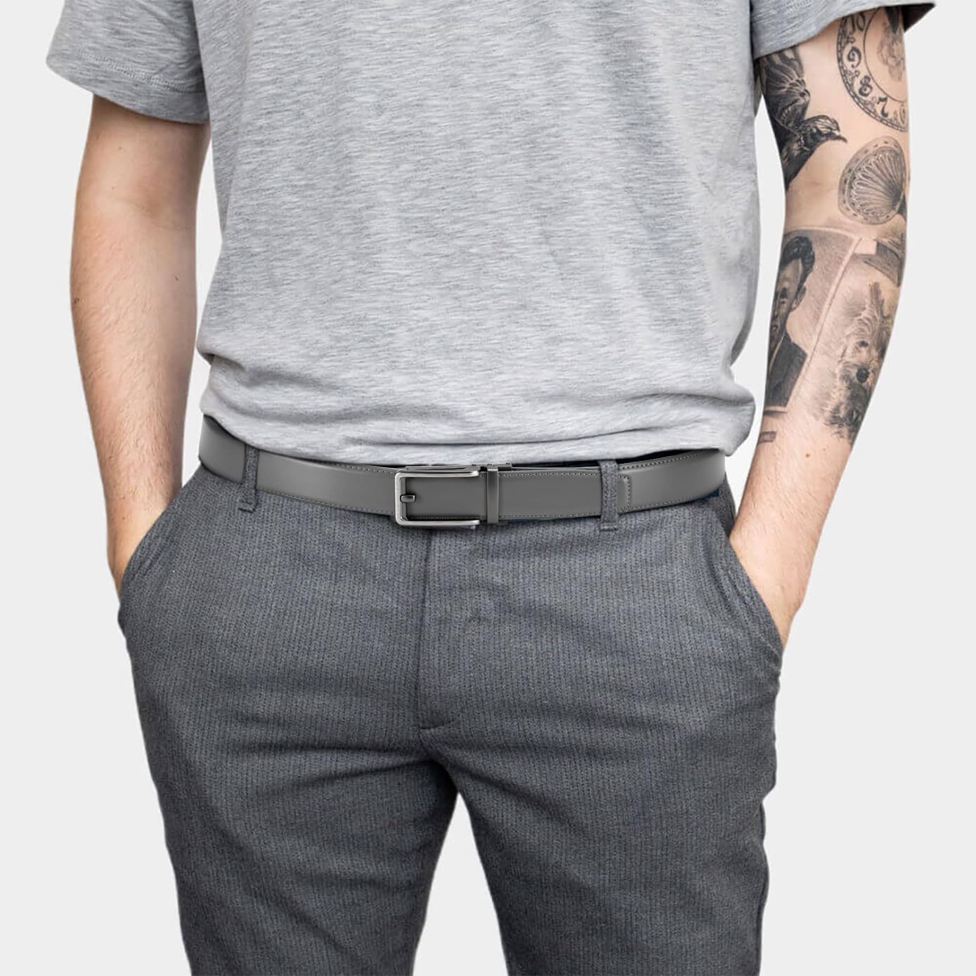 CHAOREN Cintura Uomo, Cintura Uomo Pelle Cricchetto Automatica Fibbia 35mm, Cinta Regolabili per Adattarsi