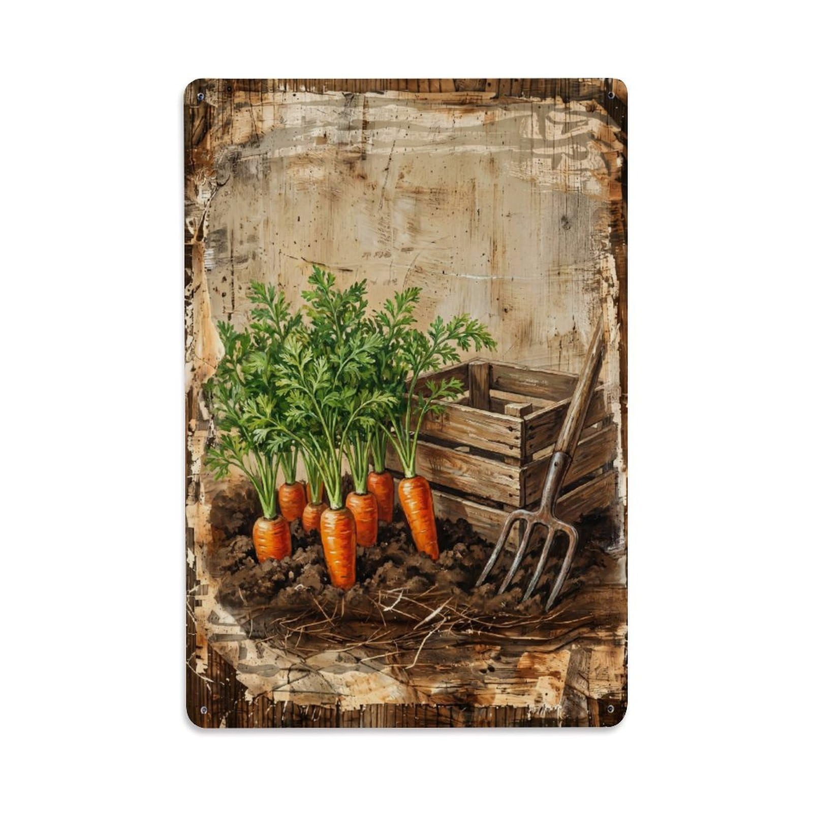 Carrot Garden Orange Root Vegetable Countryside Field Vintage Metal Tin Sign Plaque Wall Decor for Cafe, Club, Garden Metal Poster 8x12Inch