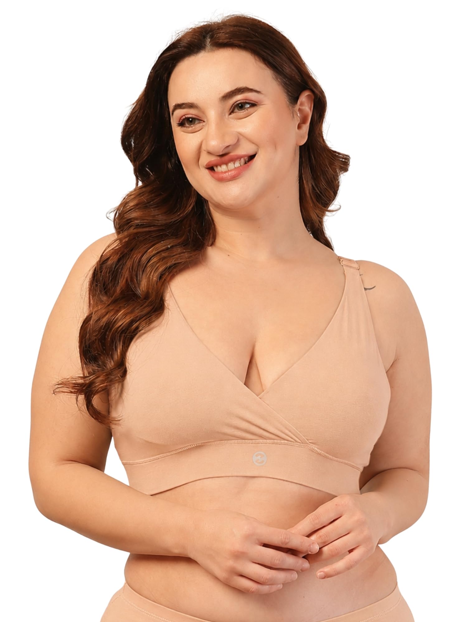 zelena 24/7 Cotton Nursing Bra with Modesty Concealer, No Pad Needed-picture-0