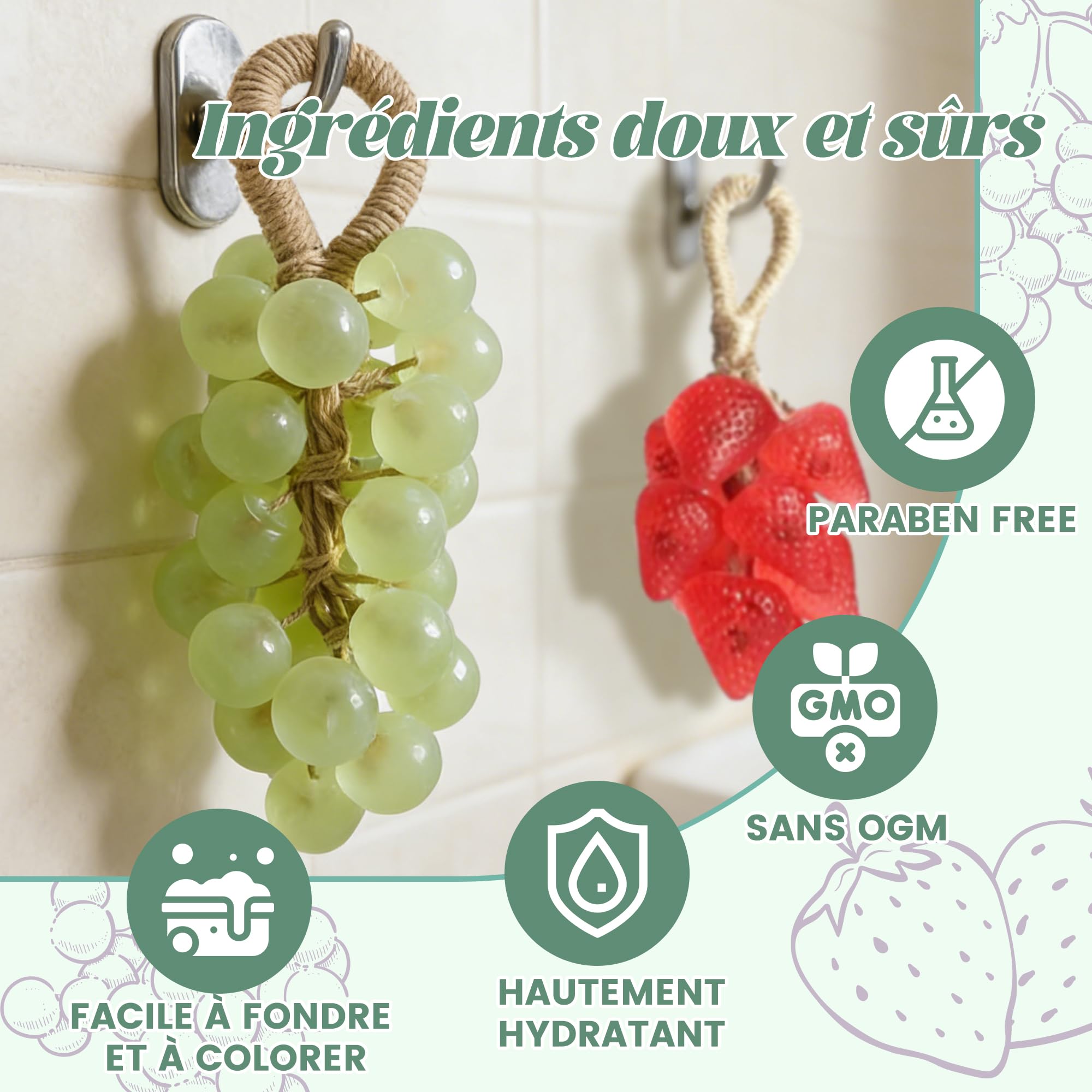 Kit De Fabrication De Savon Au Raisin Et À La Fraise Pour Adultes Débutants, Fournitures Pour La Fabrication De Savon Aux Fruits À Faire Soi-même Avec Moule À Savon, Base De Savon Et Fournitures