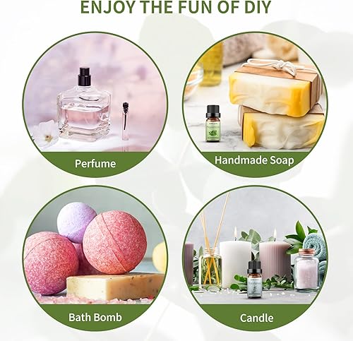 Vista 5 de Sedbuwza Juego de aceites esenciales de eucalipto de menta, aceite de fragancia de menta para difusor, aromaterapia, masaje, jabón, fabricación