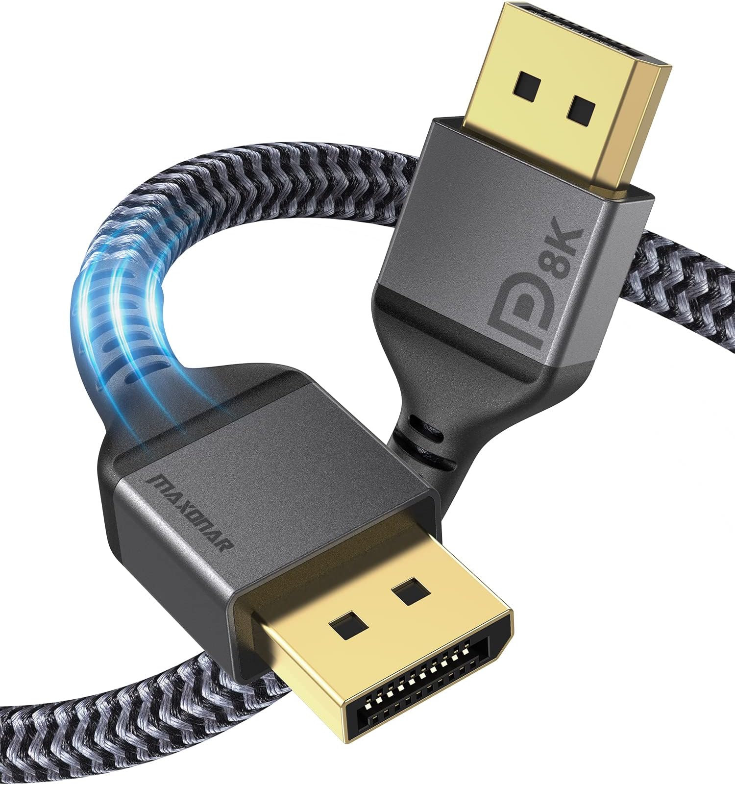 Maxonar 8K DisplayPort Cable, 3.3Ft/1M 1.4 DP to DP (8K 60Hz 7680x4320, 4K 240Hz, 2K 144Hz) VESA Certified HBR3 High Speed Cord for PC, Laptop, TV Gaming Monitor