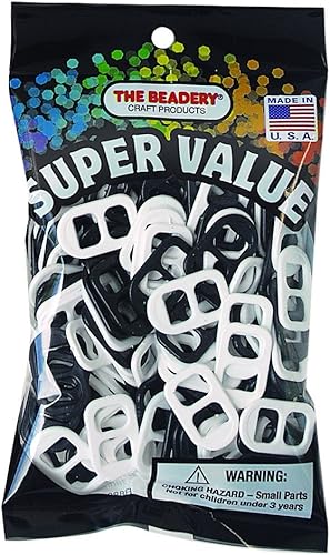 The Beadery - Pestañas de plástico Soda Pop, mezcla en blanco y negro - 150 piezas - 7623V030