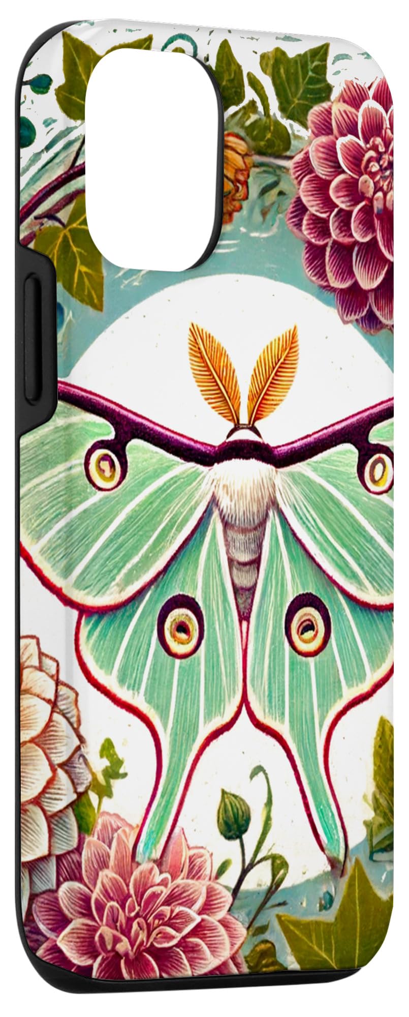 iPhone 15 Luna Moth Floral Illustration Moths Case - Image 3
