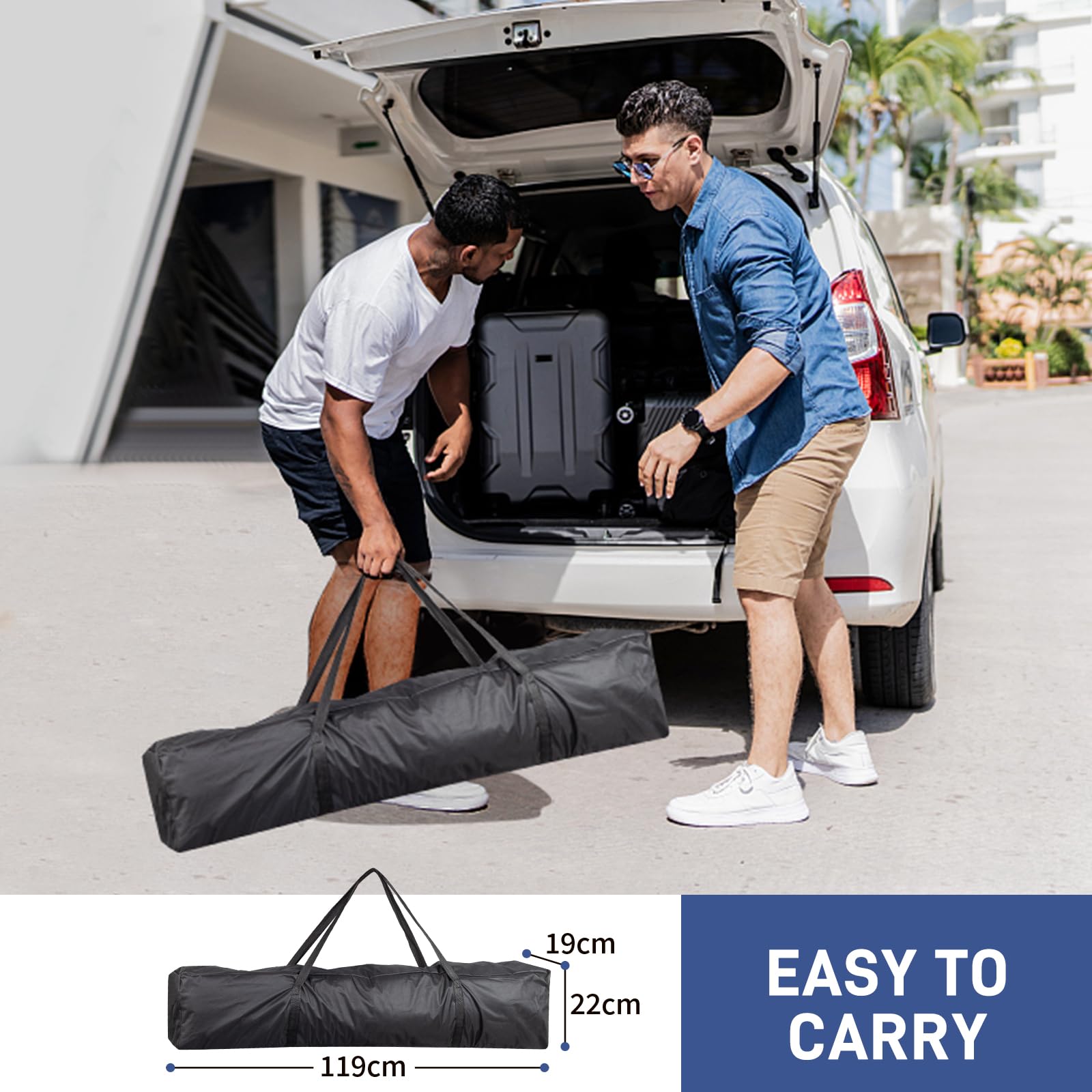 Tonnelle de Jardin Pliante 3x3m, Tente Réception Pliante Imperméable avec Sac de Transport pour Camping Festival Plage Jardin - Bleu