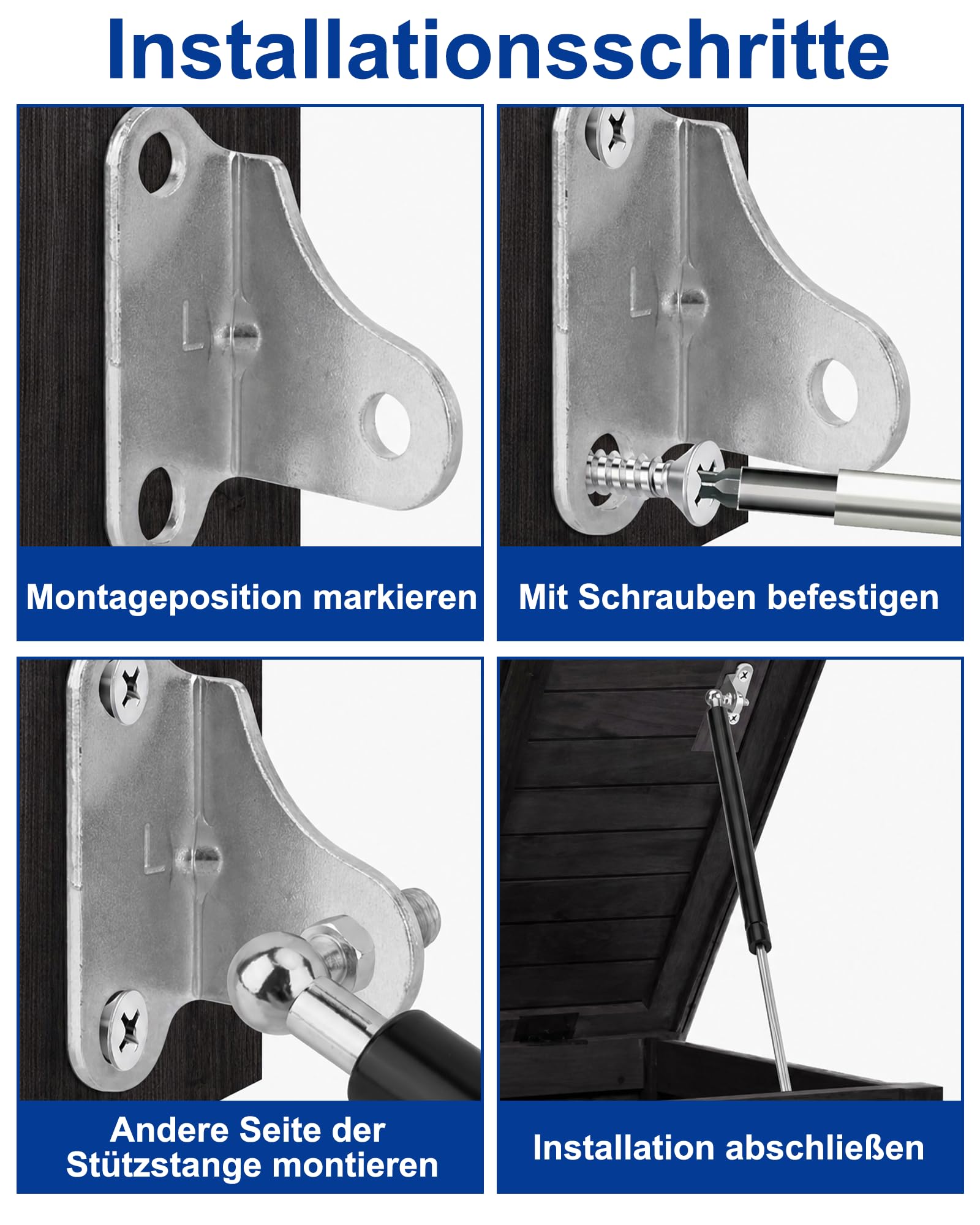 2 Stück Gasdruckfeder 380mm 200N 20kg: L-Typ Gasdruckdämpfer mit Halterung Hydraulische Gasfeder für Schwere Schranktüren Kastendeckel Wohnmobil Aufbewahrungsbox