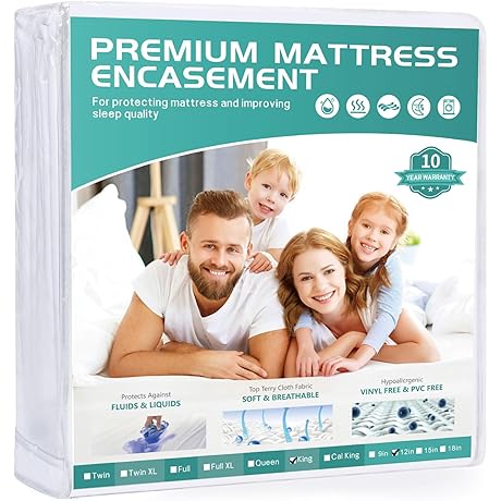 King Zippered Mattress Protector - Protect Your Bed with Waterproof Premium Soft Terry Top