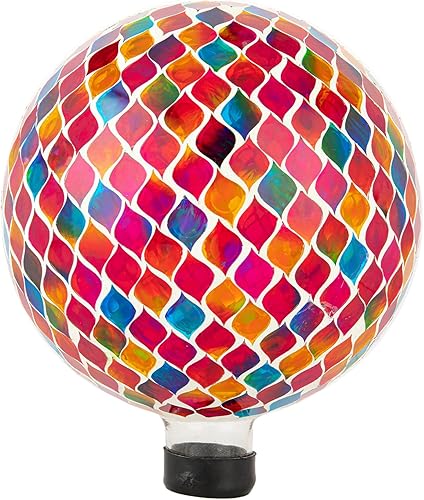 VCUTEKA Bola de mirador, esfera de mosaico de vidrio para jardín, césped, decoración de patio, 10 pulgadas, rojo