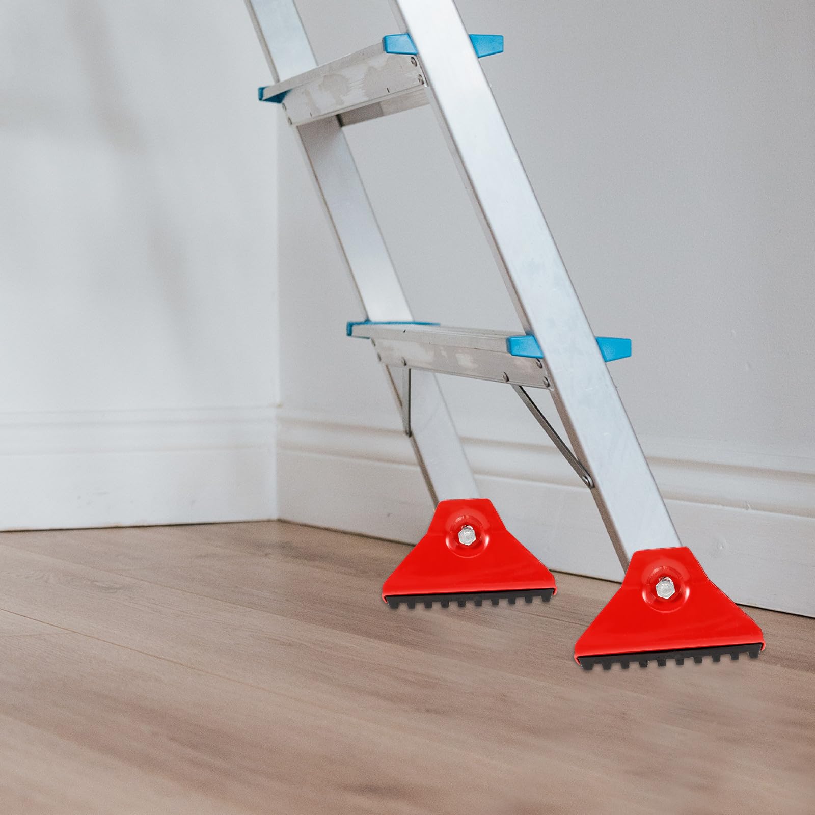 CHILDWEET 2 Pezzi Piedini per Scala Antiscivolo Rosso in Lega di Alluminio Design Flessibile e Gomma per Sicurezza su Terreni Irregolari, Interno ed Esterno