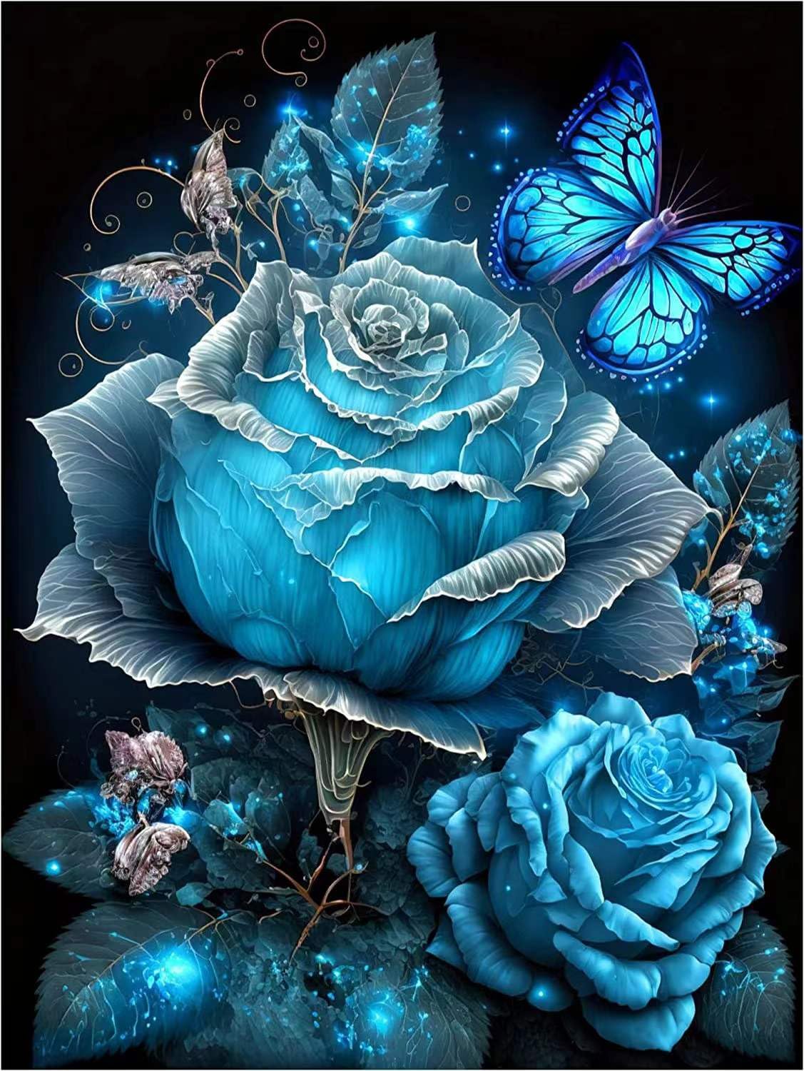 NASHRIO 5D Diamond Painting Kits for Adults - Blue Flower Diamond Art Kits, DIY Full Drill Crystal Gem Arts and Crafts - Ideal for Home Recreation and Wall Decor (11.8x15.7 Inches)
