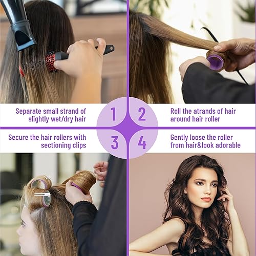 Miniatura 5 de Hair roller set 24PCS, Velcro Rollers Curlers for Long Medium Short Hair, No Heat, Hair-friendly, Natural Effect, Includes 12 Self Grip Rollers &12