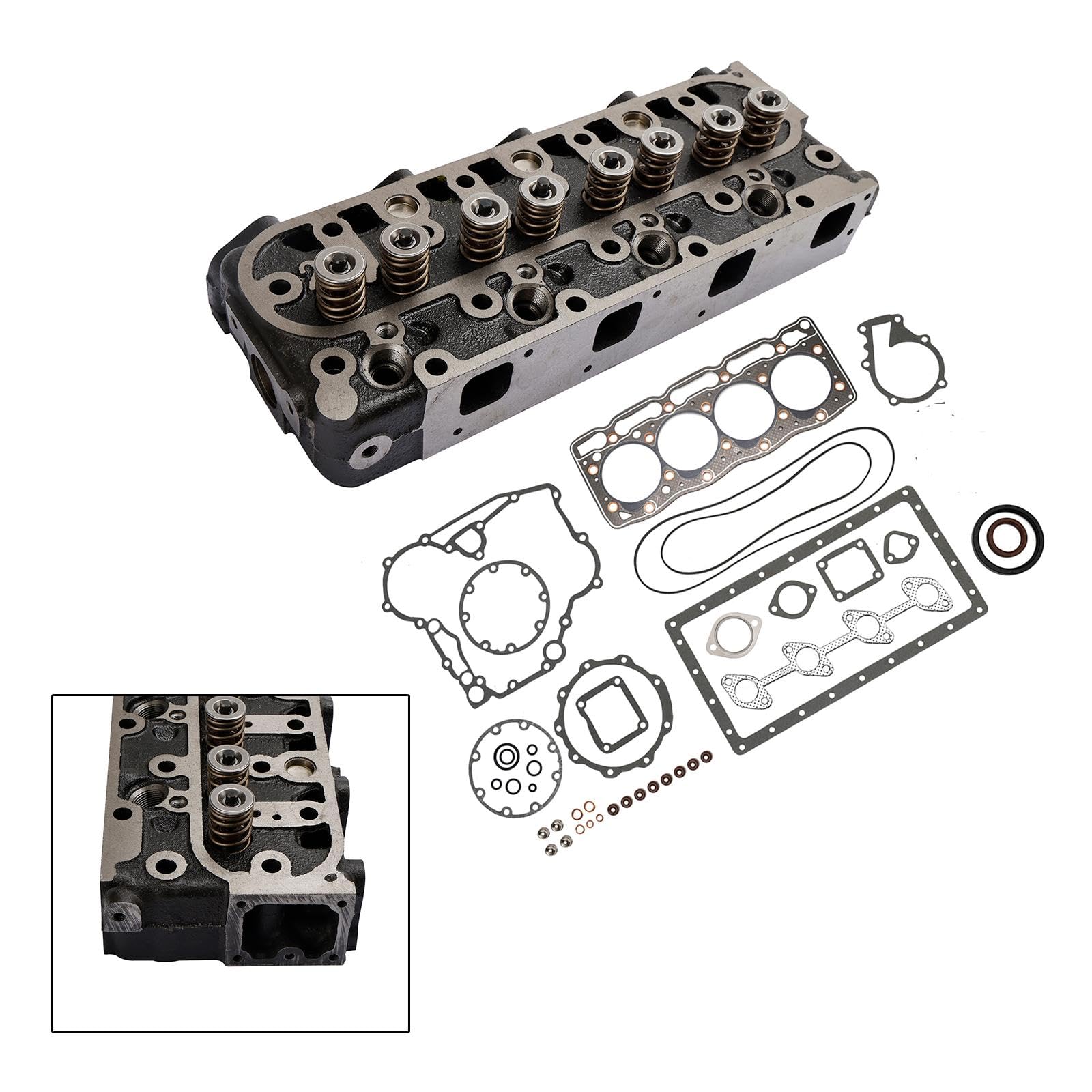 Topteng Complete Cylinder Head Assy+Gasket Kit Apto para Kubota V1505 V1505T V1505E V1505D, Apto para Kubota Tractor B2910HSD B7800HSD B3030HSD B3030HSDC B3200HSD B3300S