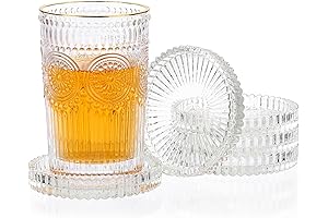 JUXYES 5-Pack Clear Round Glass Coasters, Perfect for Protecting Surfaces from Drink Marks