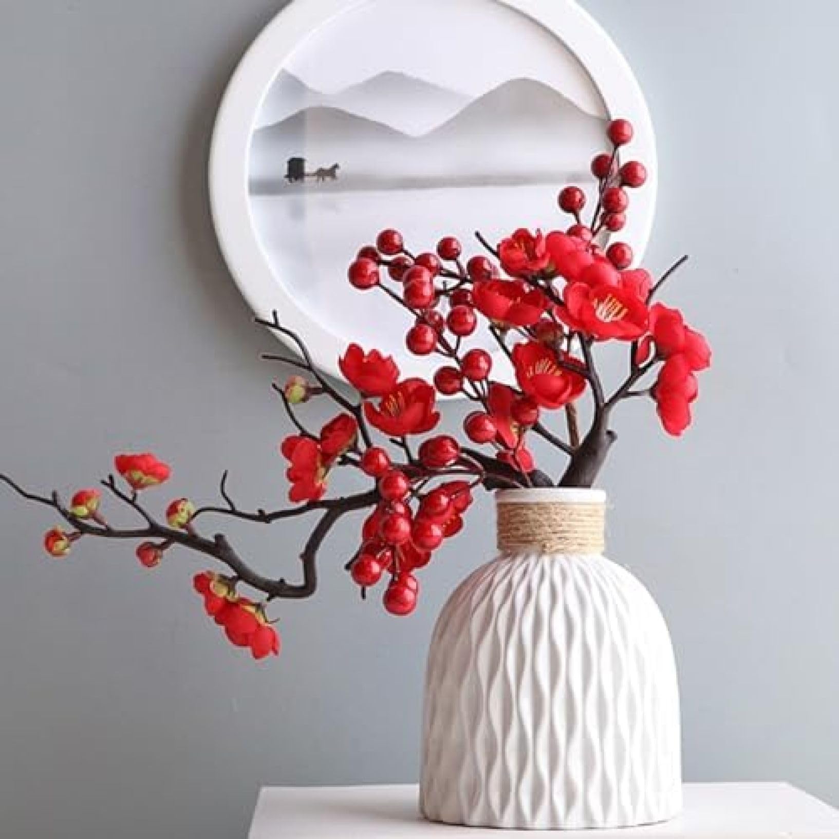 Amazon｜フェイクフラワー 梅 造花 うめの花セット 花瓶付き