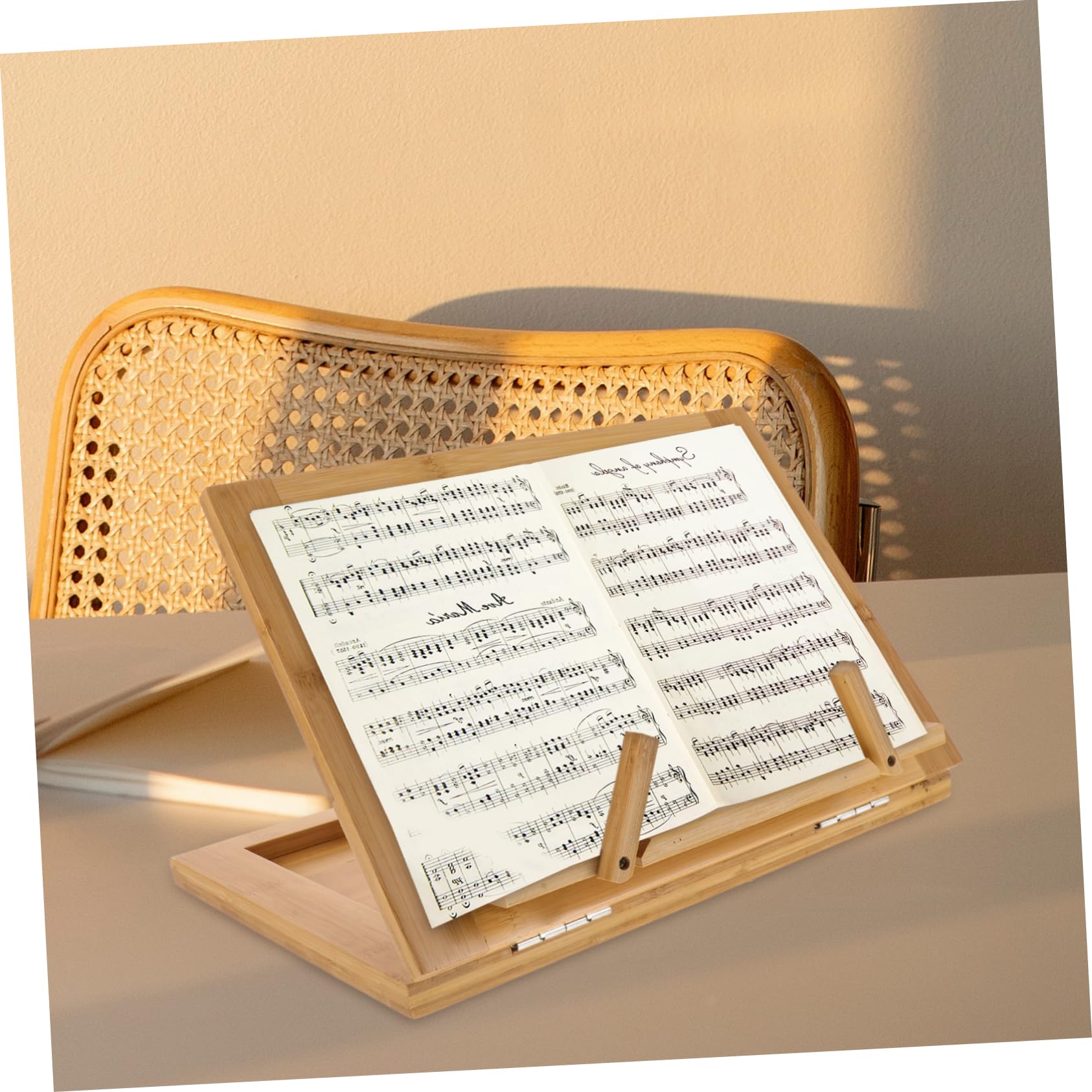 ifundom Leggio Spartiti Musicali da Tavolo in Bambù, Portatile e Facile da Montare, Supporto per Libri e Lettura