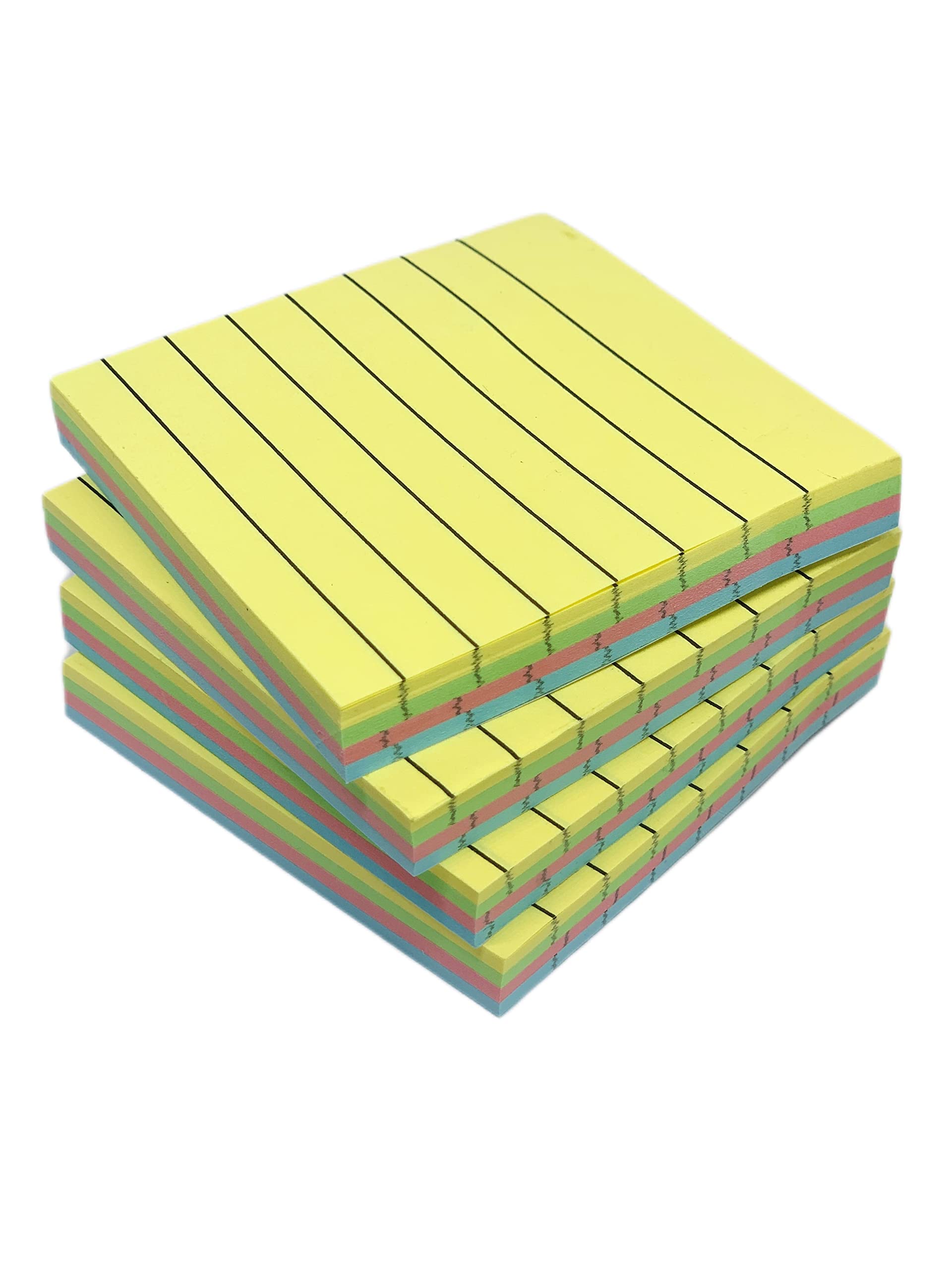 GUMTAPE Lined Sticky Notes 76 mm x 76mm, 4 Pads of 100 Sheets/Pad