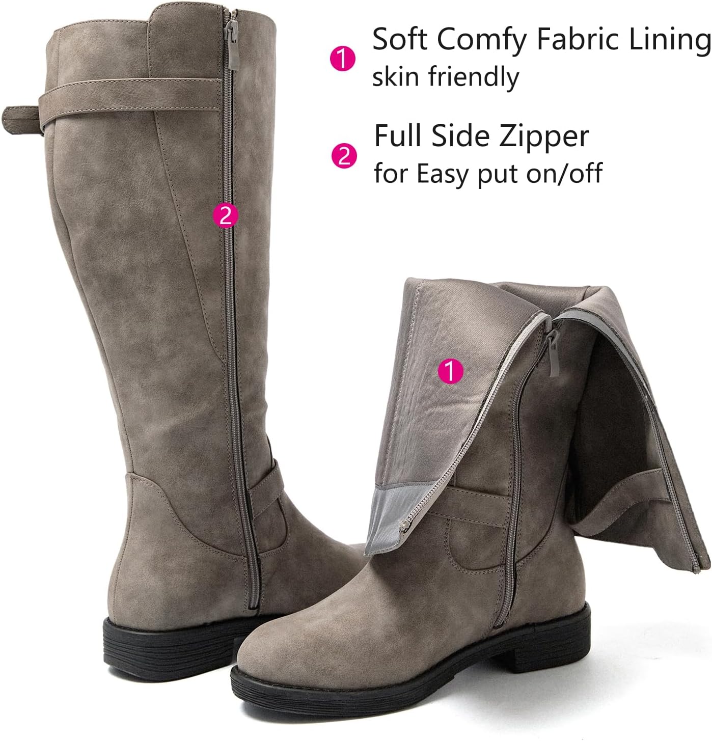 Luoika Women's Extra Wide Calf Cowboy Knee High Boots - Image 5