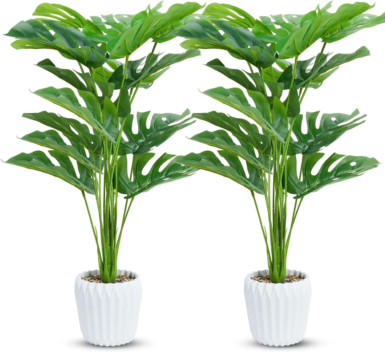 Amazon.de Yuanlne 2er Set Kunstpflanzen Monstera mit Topf, 70cm