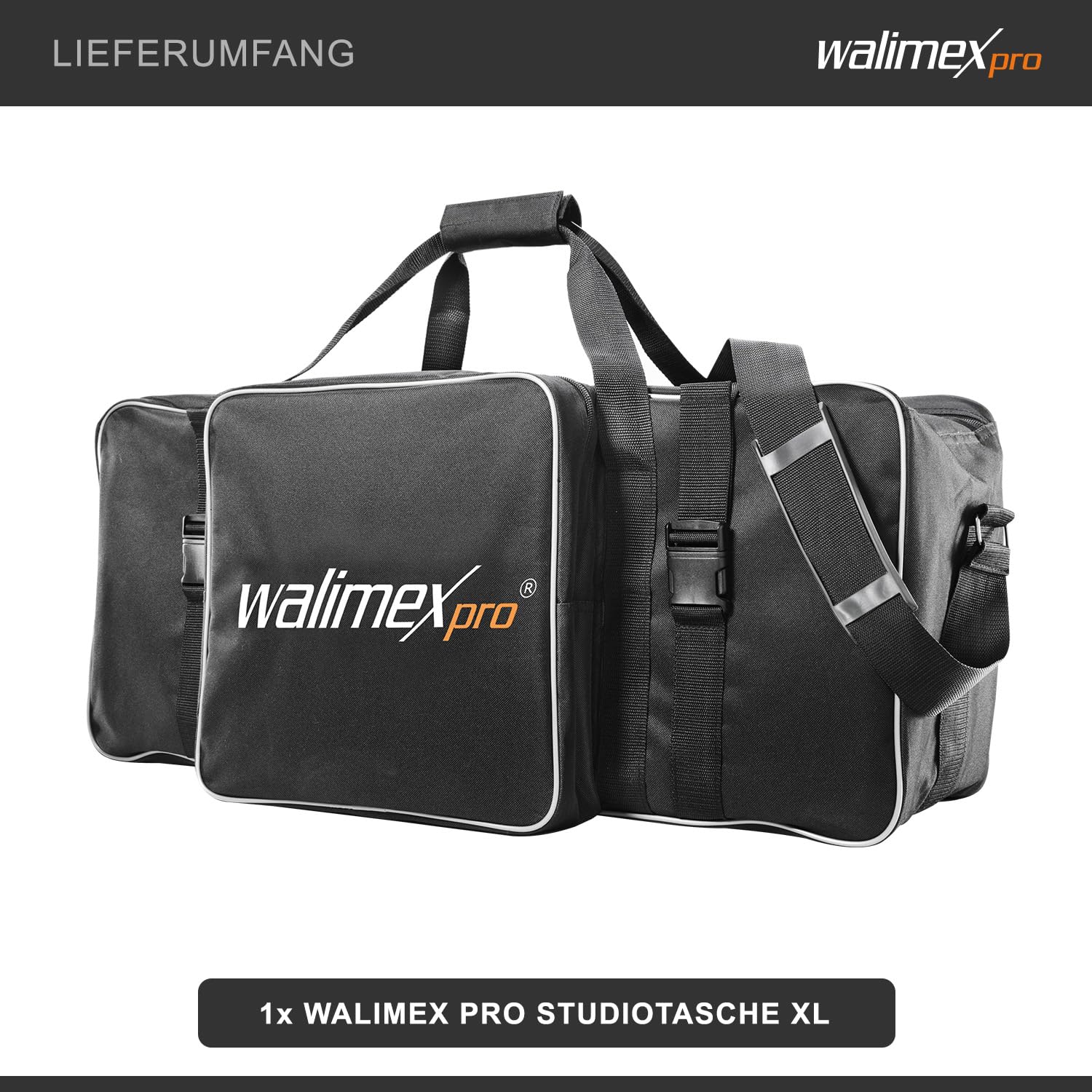 Walimex Pro Studiotasche XL für Studioblitz, Reflektoren und anderes Studiozubehör, Innenmaß 75x30x33cm), Braun
