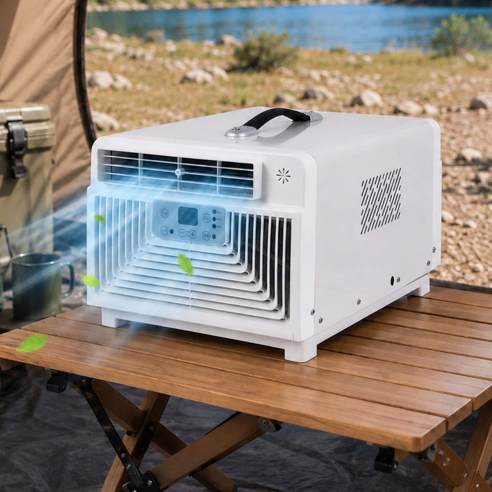 lilishangmao Portable Tent Air Conditioner 3400 BTU, Small Compressor AC Unit with Cool, Dry and Fan Modes, Button and Remote Control, 16–32°C Temperature Range and 1–12H Timer