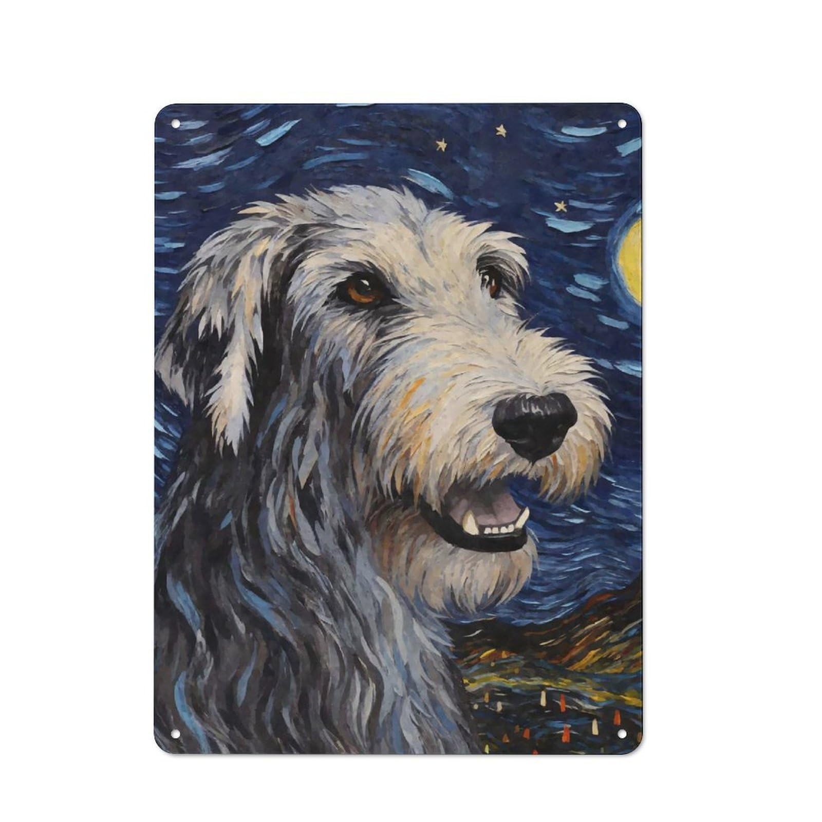 Junmoney Style-10 For Lounge Or Reading Corner, Irish Wolfhound Starry Vintage Metal Sign 40X30cm, For Collectors Decorating Lounges And Reading Corners